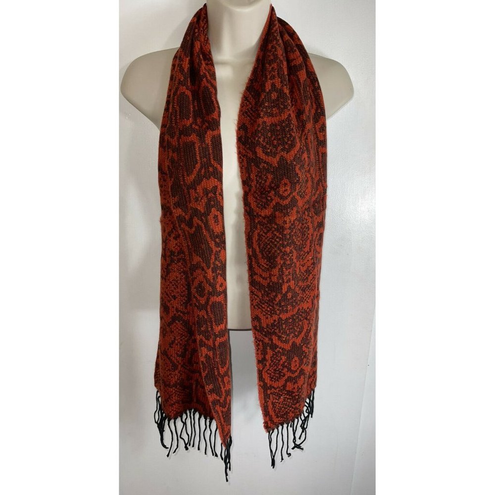 Cejon Italian Acrylic Red Python Print Scarf - Picture 5 of 10